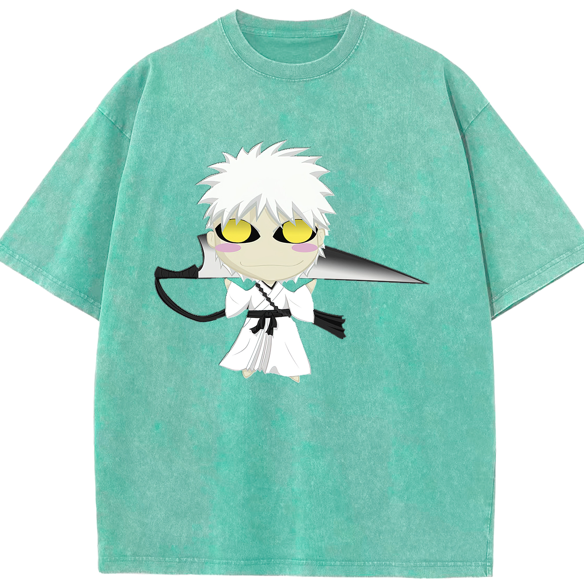 （画像用） ブリーチ 黒崎一護（くろさき いちご）BLEACH Kurosaki Ichigo 綿100% ヴィンテージ風 半袖Tシャツ（フロントプリント）